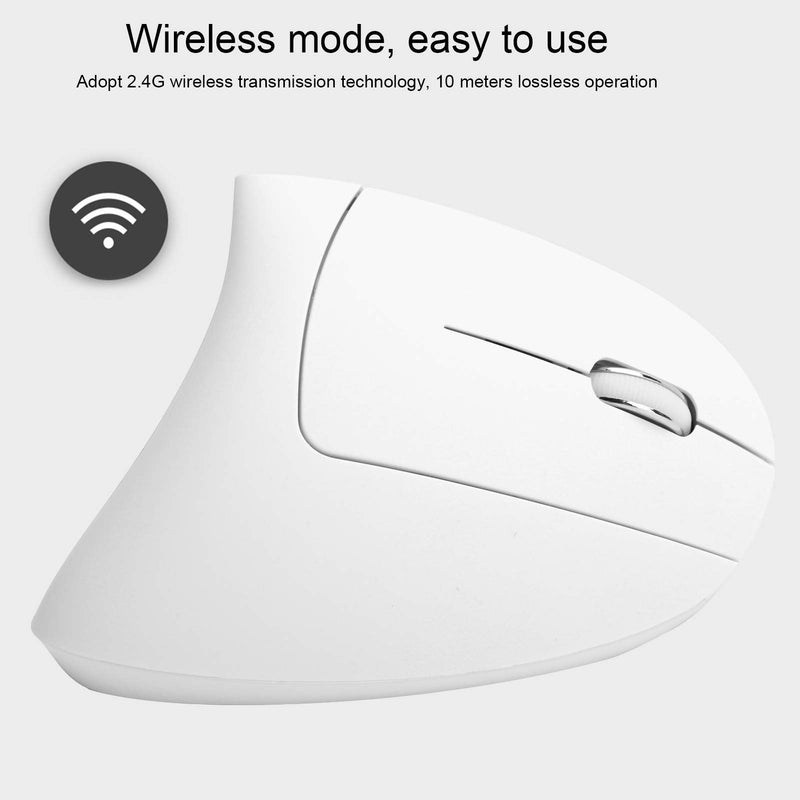 [Australia - AusPower] - Ergonomic Vertical Mouse, 2.4G Wireless Optical Game Mouse, RGB Backlight, Adjustable 4-Level 2400DPI, 6 Button for PC/ Laptop Desktop(White) 