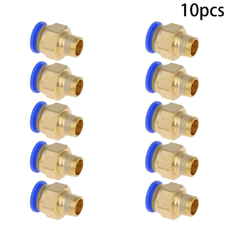 [Australia - AusPower] - Othmro 10 Pcs Push to Connect Tube Fitting 12mm Tube OD x R1/4 NPT Male Straight Pneumatic Quick Connect Fitting s for PETF Tube PC12-02 10pcs 