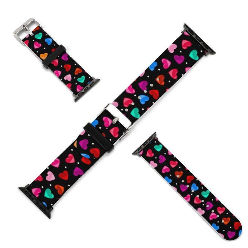 [Australia - AusPower] - Easter Gifts Wristband Straps for Apple Watch Bands Soft Silicone Sports IWatch Band Strap for Apple Smart Watch Series 7 6 5 4 3 2 1 SE. Valentines Gift-Valentine's Rainbow Hearts 38mm/40mm 
