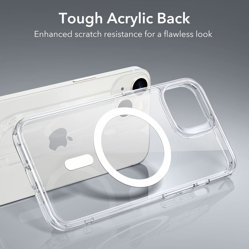 [Australia - AusPower] - ESR Classic Hybrid Magnetic Case with HaloLock, Compatible with iPhone 14 Plus case, Compatible with MagSafe, Shockproof Military-Grade Protection, Scratch-Resistant Back, Clear 