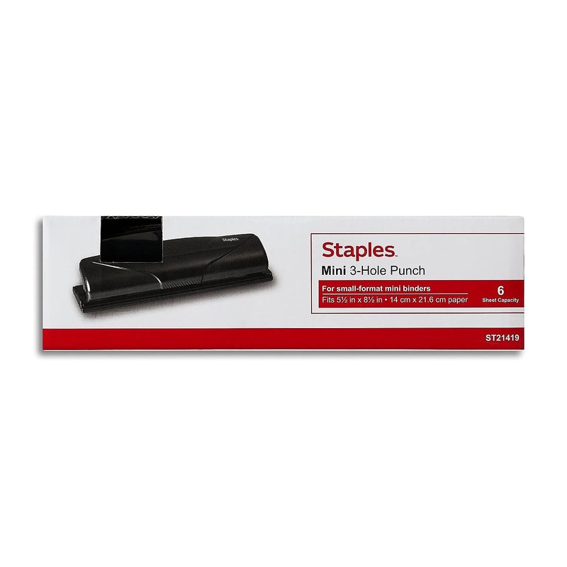 [Australia - AusPower] - Staples Mini 3-Hole Punch, 6 Sheet Capacity 1 Pack 