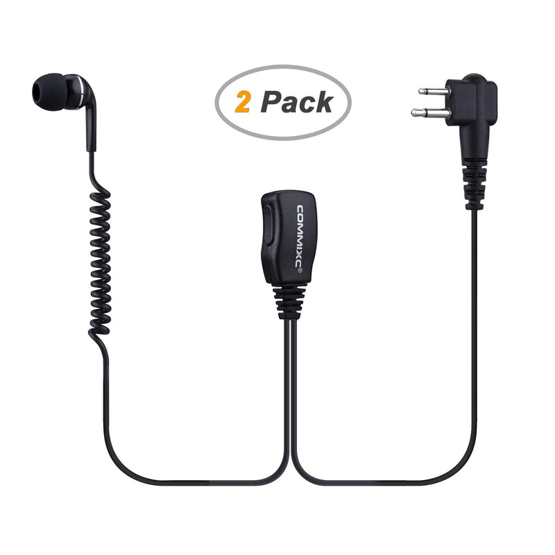 [Australia - AusPower] - COMMIXC (2 Pack) Walkie Talkie Earpiece, 2.5mm/3.5mm 2-Pin in-Ear Walkie Talkie Headset with PTT Mic, Compatible with Motorola Two-Way Radios 