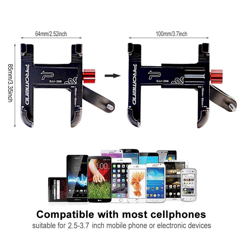 [Australia - AusPower] - Aluminum Alloy Bike Phone Mount with 360 Degree Rotation, Adjustable Bicycle Handlebar Phone Holder for Motorcycle Mountain Road Hybrid Bike Compatible with iPhone Xs Max X 8 7 6 Plus Samsung S9 S8 S7 titanium 