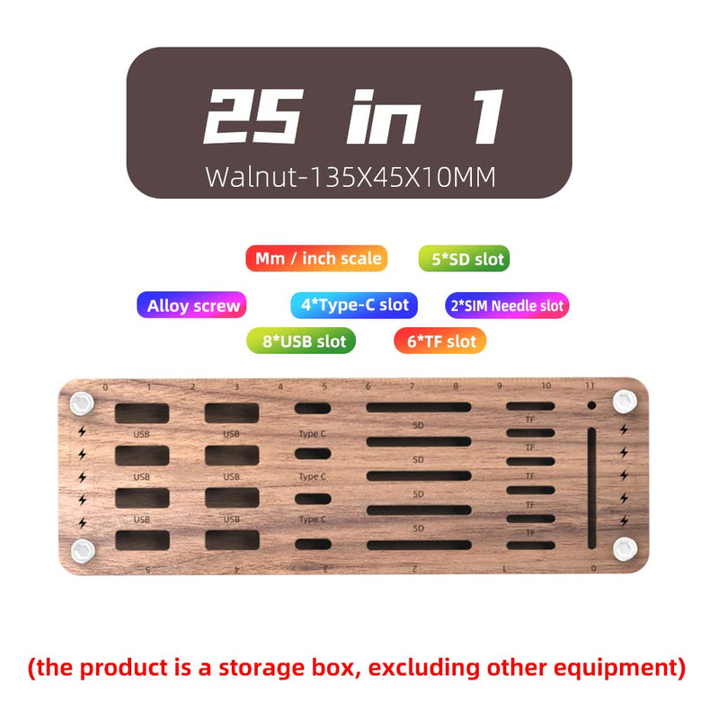 [Australia - AusPower] - FEIFANZHE Wooden Memory TF SD Card Case Box and USB Drive Stand / SD Card Holder Desk,Micro SD Card Case,Memory Card Case, Mobile Card Taking Needle Carrying Case-01M pure walnut wood 