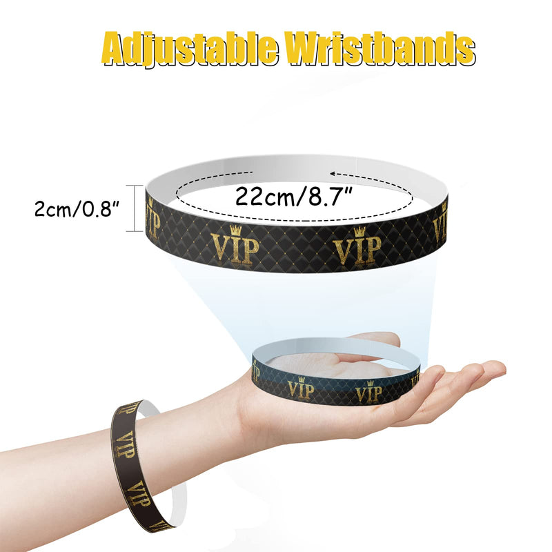 [Australia - AusPower] - 120 Pcs VIP Wristbands Paper Waterproof Gold Bracelets for Events Game VIP Party Decorations Favors for Girls and Boys,4 Patterns 