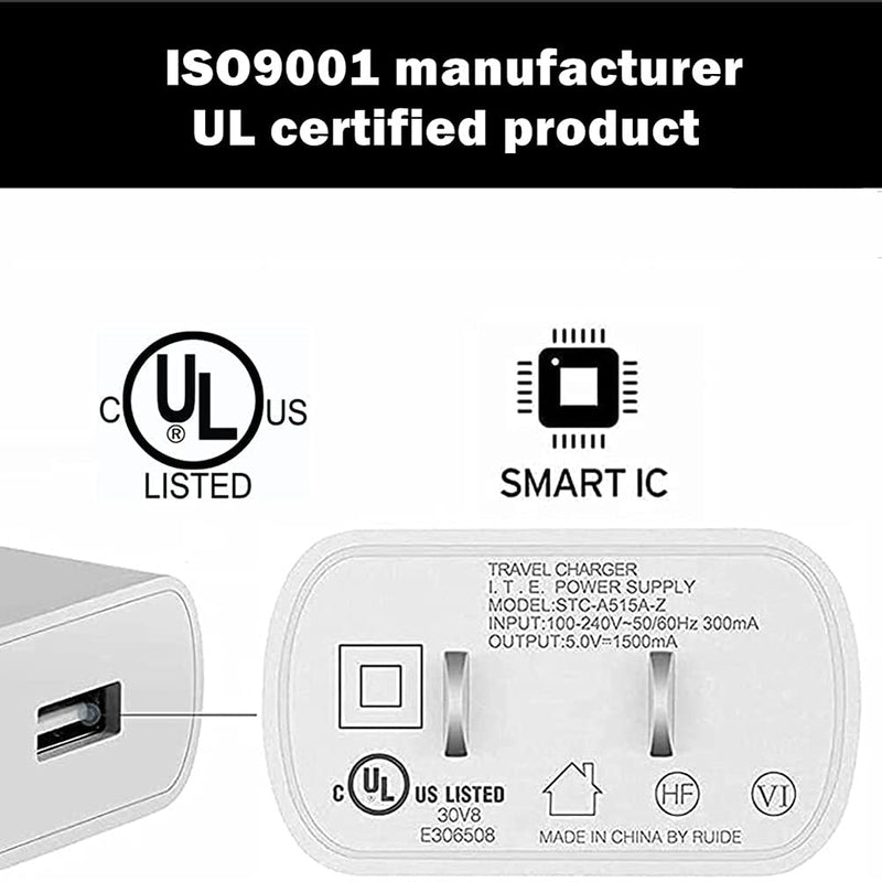 [Australia - AusPower] - UL Listed,Yuxh 5V USB Plug 1.5A Power Adapter Compatible for Smartphone,Kindle eReaders,Fire Tablets,Camera,Drone,LED Desk Lamp,Wireless Game Controller,Rechargeable Toys white 