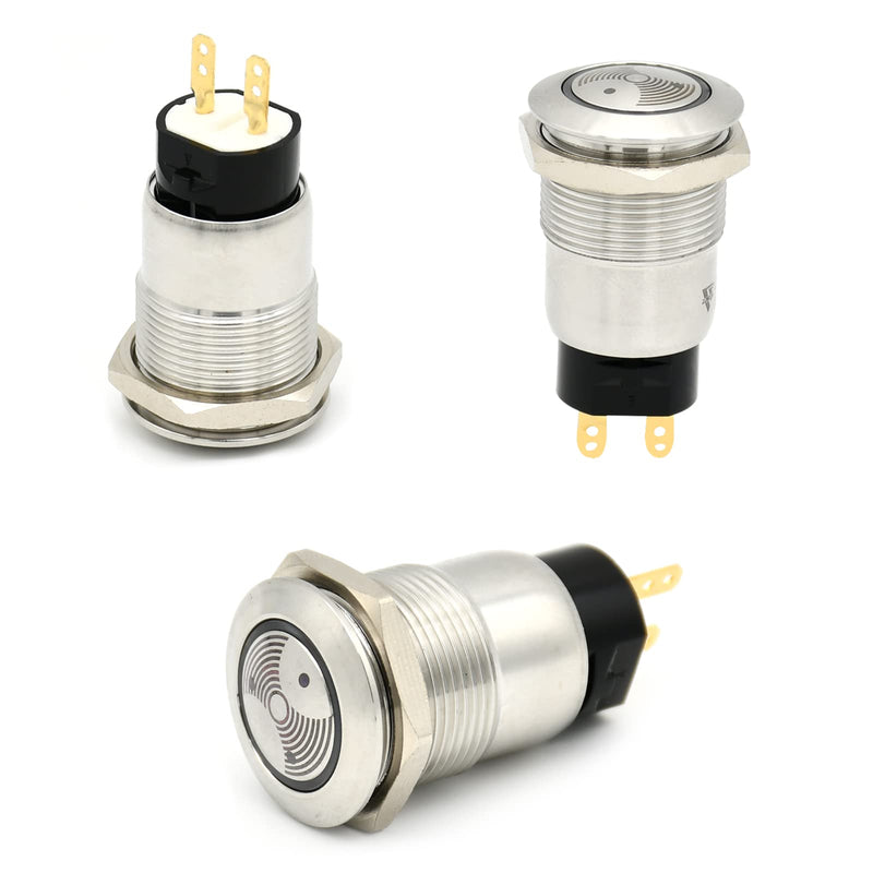 [Australia - AusPower] - Red LED Buzzer 12V 19mm Alarm Indicator Light Lamp Stainless Steel Metal Signal Pilot 0.75"Mounting Hole with 85dB Sound J19-BZL 19MM 12V 