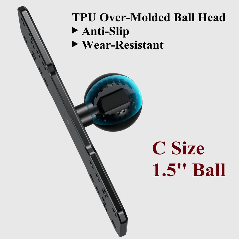 [Australia - AusPower] - BRCOVAN Aluminum Alloy Square Plate with 1.5'' TPU Ball for RAM Mounts C Size Double Socket Arm for Garmin/Humminbird/Lowrance/Raymarine GPS Chartplotters, Fishfinders and Marine Electronic Mount 
