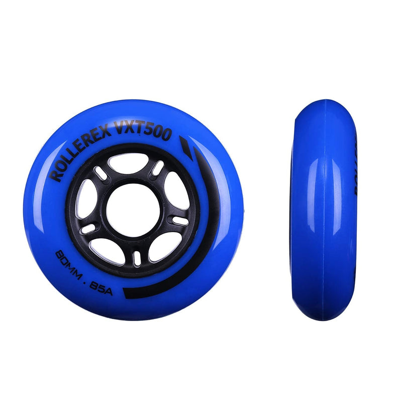 [Australia - AusPower] - Rollerex VXT500 Inline Skate Wheels (2-Pack w/Bearings, spacers and washers) (Use on Hockey Roller Blades) - Can Be Used As RipStik Wheel Replacements Deep Sea Blue 72mm 