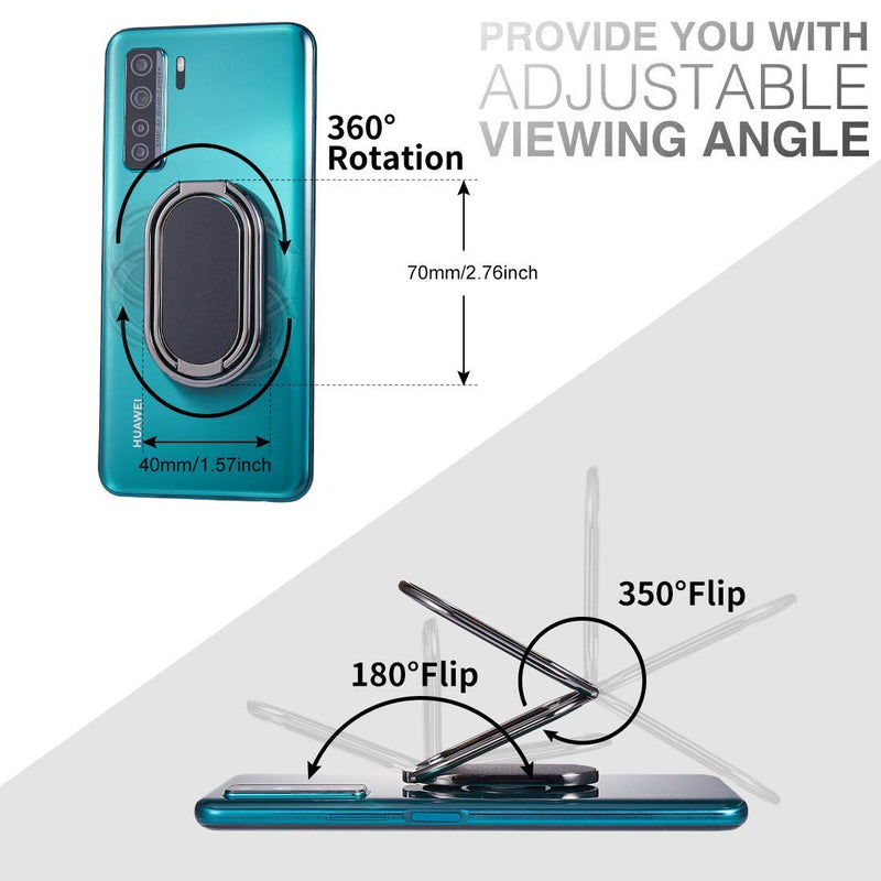 [Australia - AusPower] - Phone Ring Holder Finger Kickstand Foldable Cellphone Stand 360° Degree Rotation Metal Ring Grip Holder for Magnetic Car Mount Compatible with iPhone Samsung All Smartphone and iPad Tablets GunBlack 