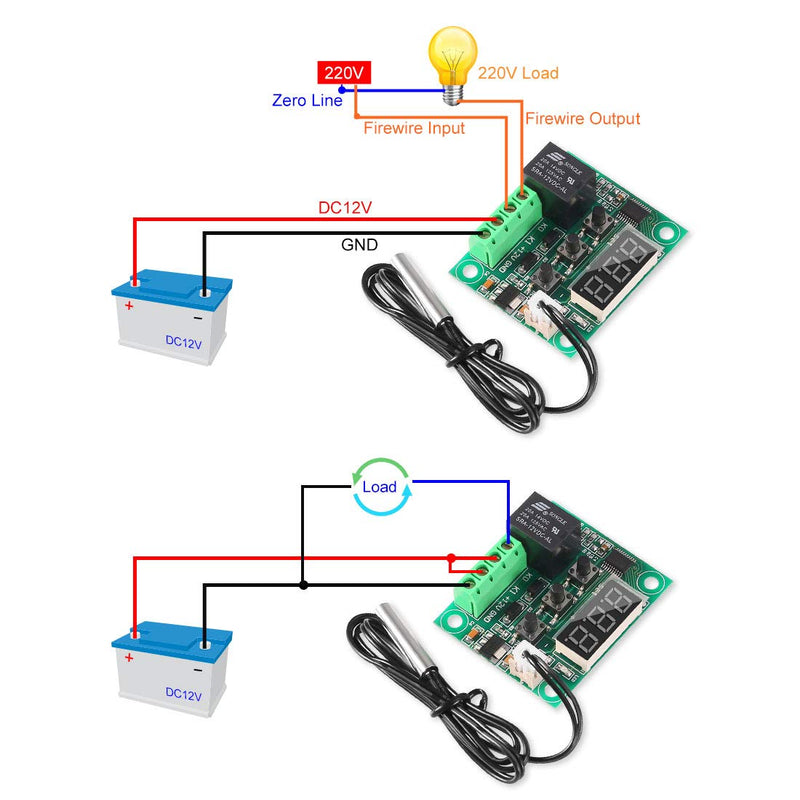 [Australia - AusPower] - 6PCS Temperature Controller Module XH-W1209 LCD Display Digital Thermostat Module with Waterproof NTC Probe -50~110℃ DC 12V Electronic Temp Control Module Switch W1209+Case 6PCS 