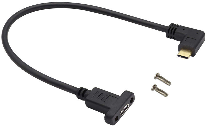 [Australia - AusPower] - AAOTOKK Right&Left Angled 3.1Type C Cable Gen 2 (3A) 90 Degree USB 3.1 Type C Male to Female Panel Mount Screw Cable,Supports Charging,Data,Audio,Video Cable for Laptop,Tablet,Mobile Phone(0.3M/1ft) 0.3M/1ft 