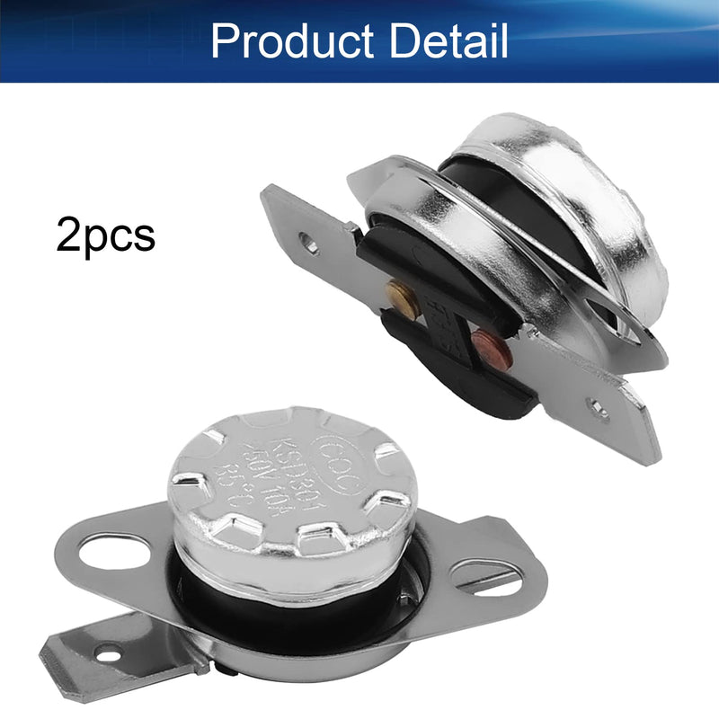 [Australia - AusPower] - Heyiarbeit 2pcs KSD301 Thermostat 85 Degrees 10A N.C Adjust Snap Disc Temperature Switch for Microwave, Oven, Coffee Maker 