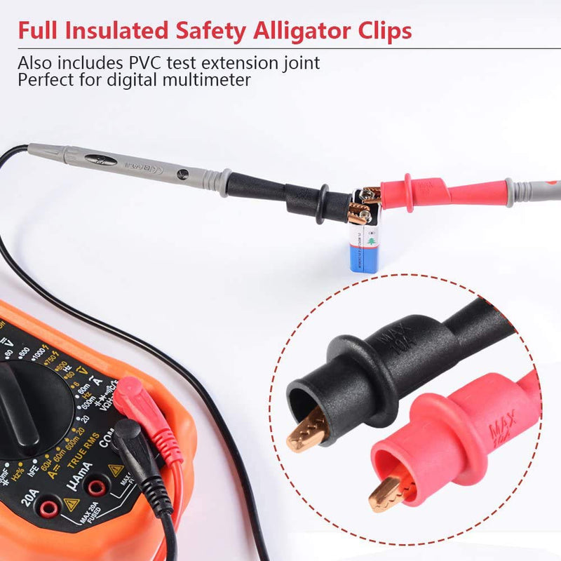 [Australia - AusPower] - Electrical Multimeter Test Leads Set with Alligator Clips Test Hook Test Probes Lead Professional Kit 1000V 10A CAT.II dm-0509 