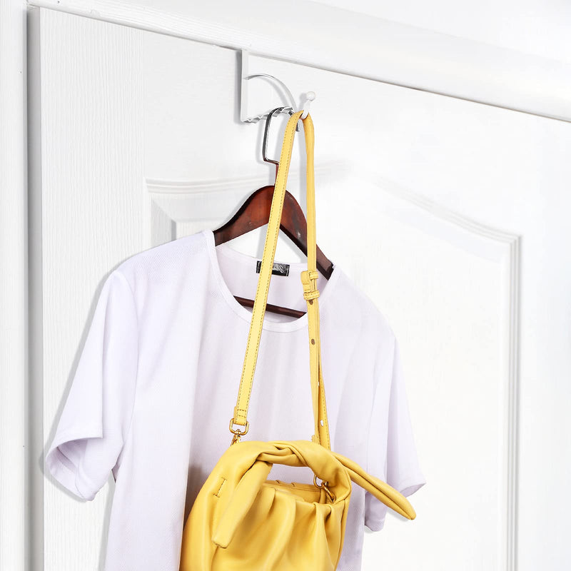 [Australia - AusPower] - Hotop 2 Pieces Over Door Hooks Single Over Door Hooks Valet Hooks Multi Hanging Storage Hanger for Clothes Coats Towels Hats Scarves Purses Keys and More (White) White 