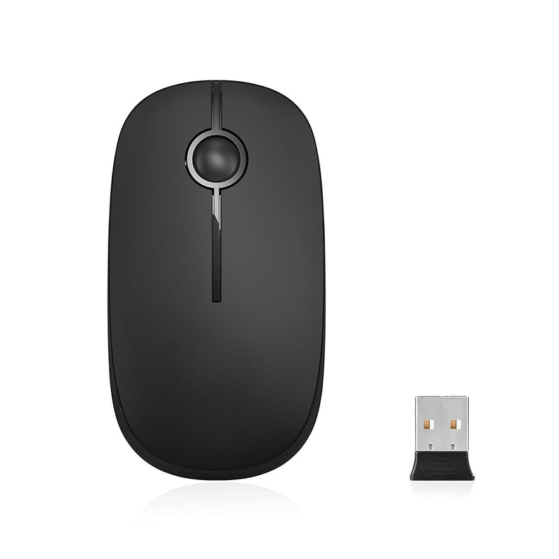 [Australia - AusPower] - Wireless Mouse, Vssoplor 2.4G Slim Portable Computer Mice with Nano Receiver for Notebook, PC, Laptop, Computer (Black) Black 