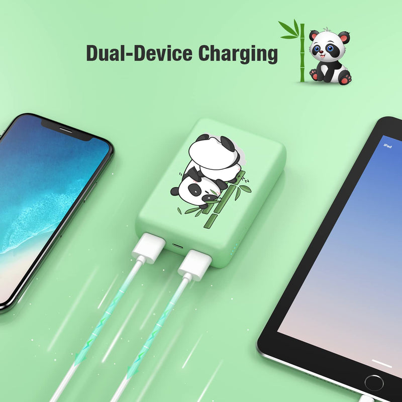 [Australia - AusPower] - Cute Portable Charger 10000mAh, Panda Mini Power Bank Fast Charging Portable Phone Charger with Dual USB Output, Compact External Battery Pack Compatible with iPhone 12 11 X Samsung S10 and More 