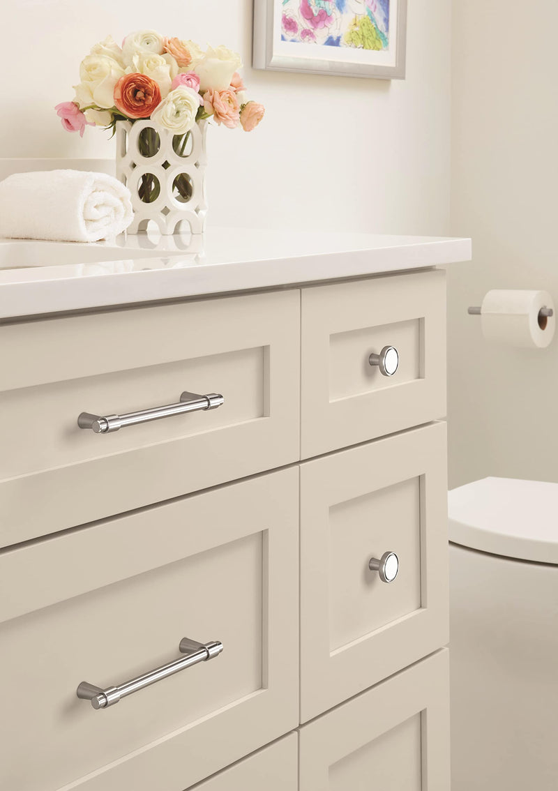 [Australia - AusPower] - Amerock | Cabinet Knob | Polished Chrome | 1-3/8 inch (35 mm) Diameter | Destine | 1 Pack | Drawer Knob | Cabinet Hardware 