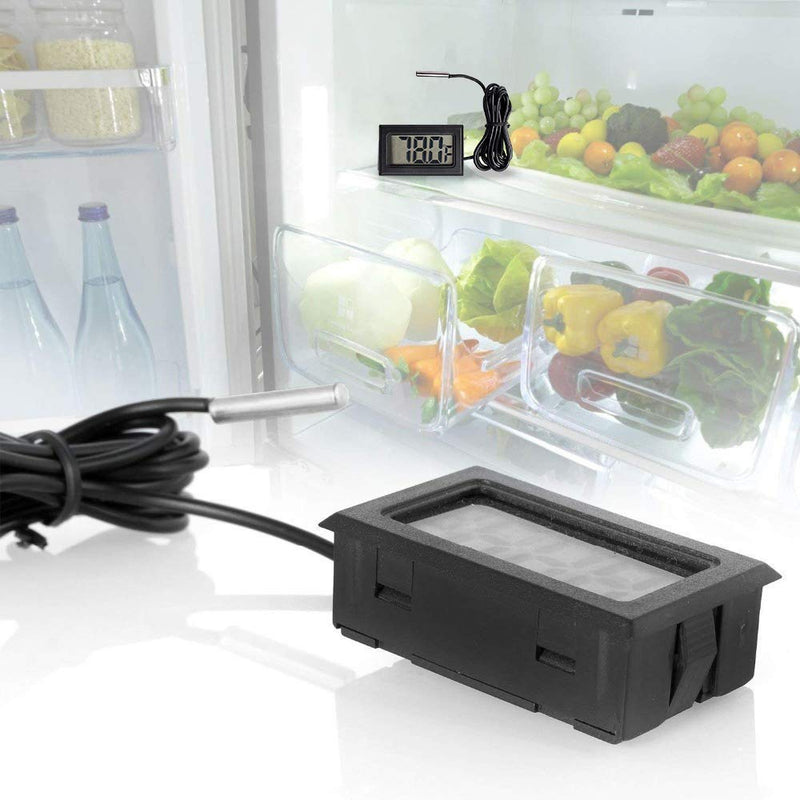 [Australia - AusPower] - Organizer 3pcs Black Digital LCD Thermometer Temperature Monitor with External Probe for Fridge Freezer Refrigerator Aquarium (Fahrenheit) 