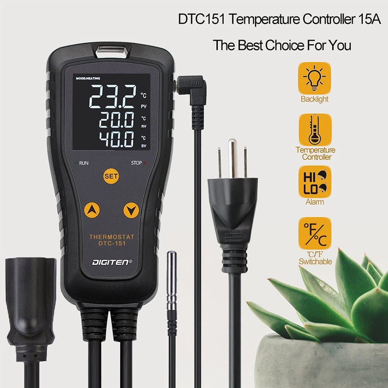 [Australia - AusPower] - Digital Temperature Controller Simple Stage Thermostat Outlet Heating & Cooling Mode for Chest Freezer Refrigerator Homebrew Fermenter Greenhouse 110V 15A 1650W 1 15A Temp Stage 
