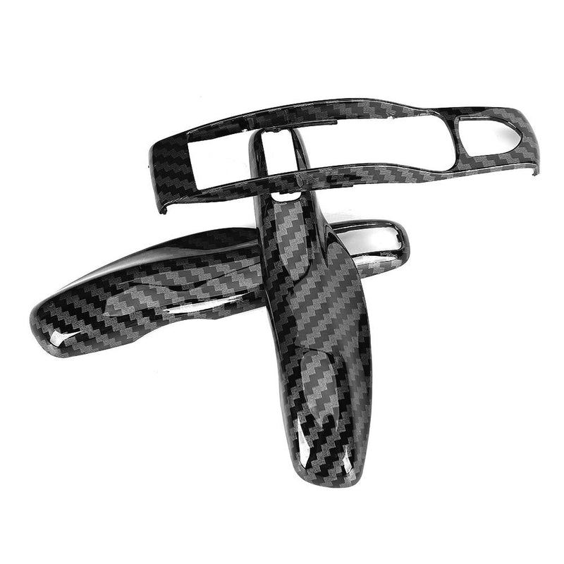 [Australia - AusPower] - Remote Key Cover Fit For Porsche Cayman/Macan/Boxster, 3Pcs/Set ABS Carbon Fiber Style Car Key Trim Cover 