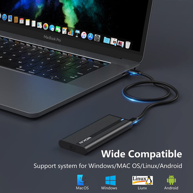 [Australia - AusPower] - MOKiN M.2 NVME SATA SSD Enclosure Adapter Tool-Free, RTL9210B Chips, USB C 3.1 Gen 2 10Gbps NVME, 6Gbps SATA PCIe M-Key(B+M Key), External Solid State Drive Support UASP Trim for 2242/2260/2280 SSD 