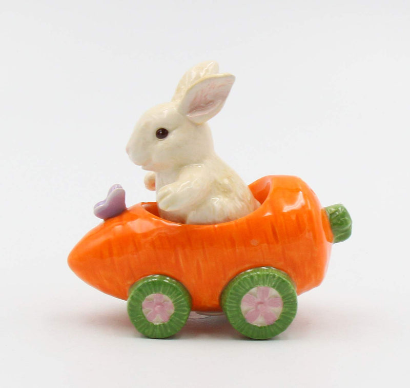 [Australia - AusPower] - Cosmos Gifts Fine Ceramic Bunny Rabbit on Carrot Cart Salt & Pepper Shakers, 4 1/4" L Salt and Pepper Set, Multicolored 