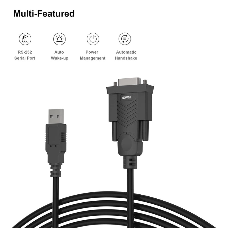 [Australia - AusPower] - USB to Serial Adapter, BENFEI USB to RS-232 Male (9-pin) DB9 Serial Cable, Prolific Chipset, Windows 10/8.1/8/7, Mac OS X 10.6 and Above, 1.8M 