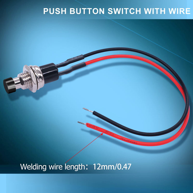 [Australia - AusPower] - Twidec/10Pcs 1A 250V AC 2 Pins SPST Black Normal Open Mini Momentary Push Button Switch with Pre-soldered Wires PBS-110-XBK 