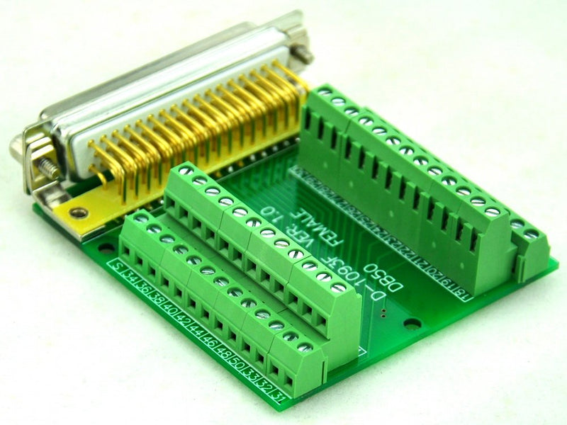 [Australia - AusPower] - CZH-LABS Slim Right Angle D'sub Header Breakout Board, Terminal Block DSUB Connector Module (DB50 Female) DB50 Female 