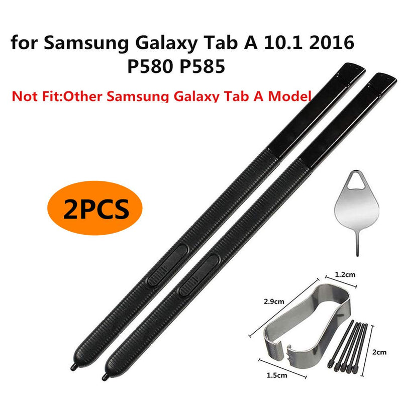 [Australia - AusPower] - 2PCS Galaxy P580 Stylus Pen Replacement for Samsung Galaxy Tab A 10.1 2016 SM-P580 P580 P585 Stylus Touch S Pen Tips/Nibs+Eject Pin (Black) Black 