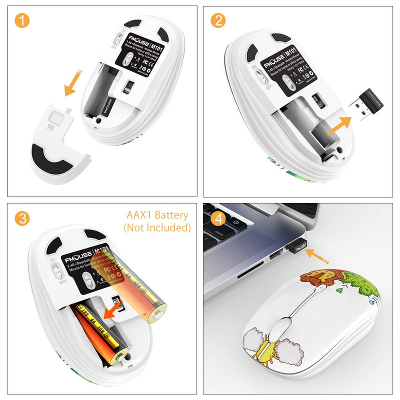 [Australia - AusPower] - FMOUSE Wireless Mouse Cute Silent Computer Mouse with USB Receiver & Cute Decoration, Wireless Bluetooth Dual Mode Mouse 1600 DPI Power Saving Less Noise, Portable Mouse for PC, Laptop, Desktop (Lion) Lion 