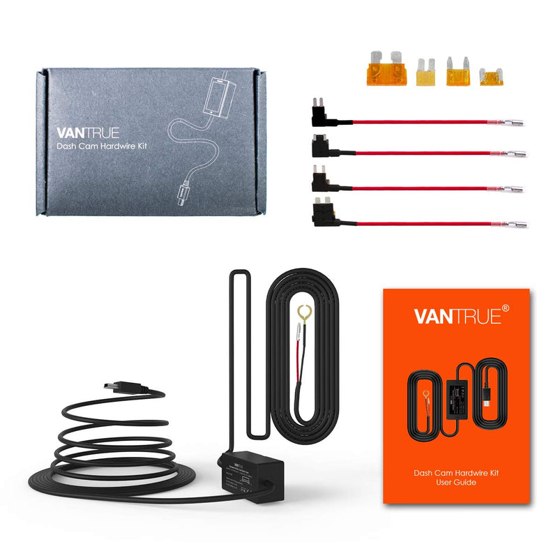 [Australia - AusPower] - Vantrue 11.5ft Mini USB Dash Cam Hardwire Kit with 12V-24V to 5V Fuse Holders, Low Voltage Battery Drain Protection, Compatible with Apeman, Rexing, Vantrue N2 Pro, N2, T2, N1 Pro, X4, M2 Cameras 