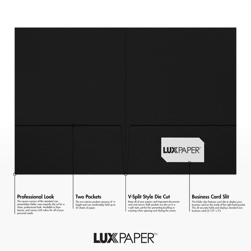 [Australia - AusPower] - 9 x 12 Presentation Folders - Black Linen (10 Qty) | Perfect for Tax Season, Brochures, Sales Materials and so Much More!| PF-BLI-10 