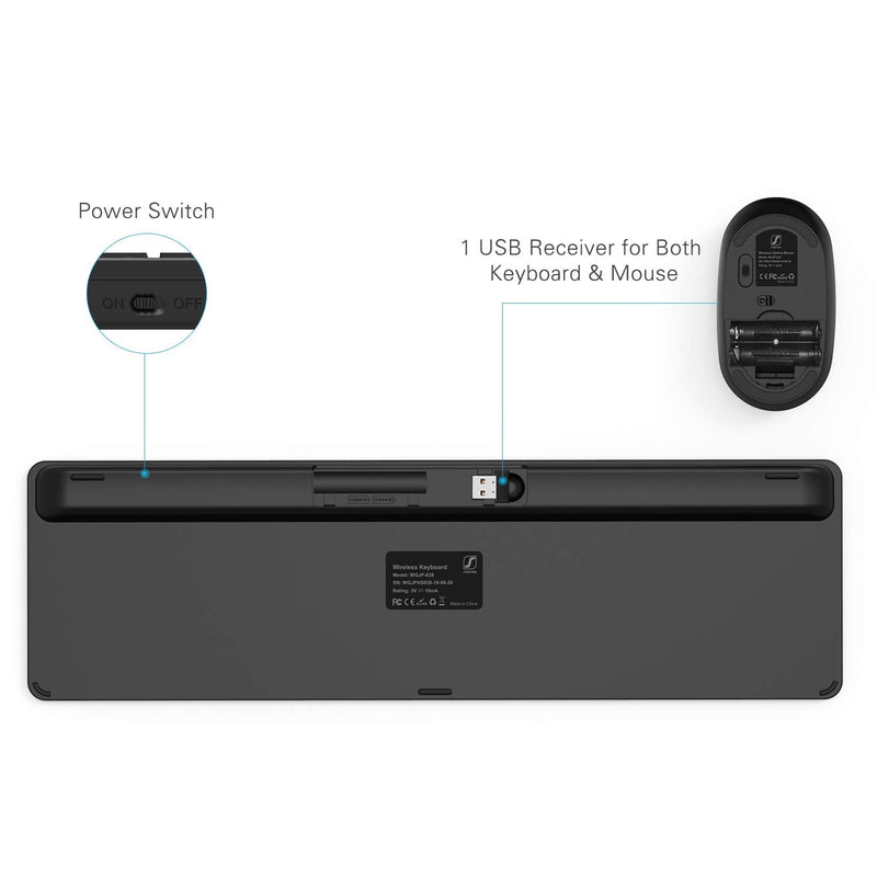 [Australia - AusPower] - Wireless Keyboard and Mouse Combo - Full Size Slim Thin Wireless Keyboard Mouse with Numeric Keypad 2.4G Stable Connection Adjustable DPI (Grey & Black) Wireless keyboard mouse black & grey 