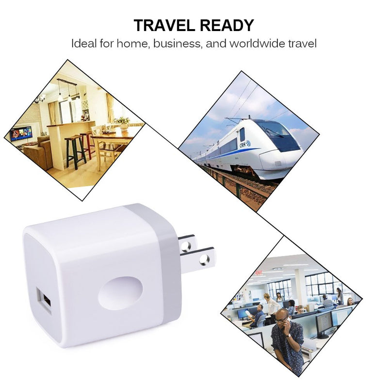 [Australia - AusPower] - Single USB Wall Charger,TePoo 2 Pack 1A 5V One Port Plug Power Adapter Charging Block Cube Box Brick for iPhone SE,11 Pro Max/XS/XR/X/8 Plus, Samsung Galaxy S20 S10 S9 Note 10,LG,Android Phone White 