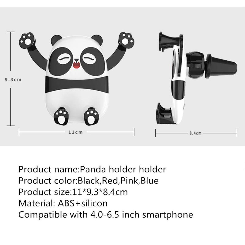 [Australia - AusPower] - Panda Phone Holder Car Phone Mount, Cartoon Air Vent Vehicle Mount Cradle Holder Compatible with 4.0-6.5 inch Cellphones-Black Black 