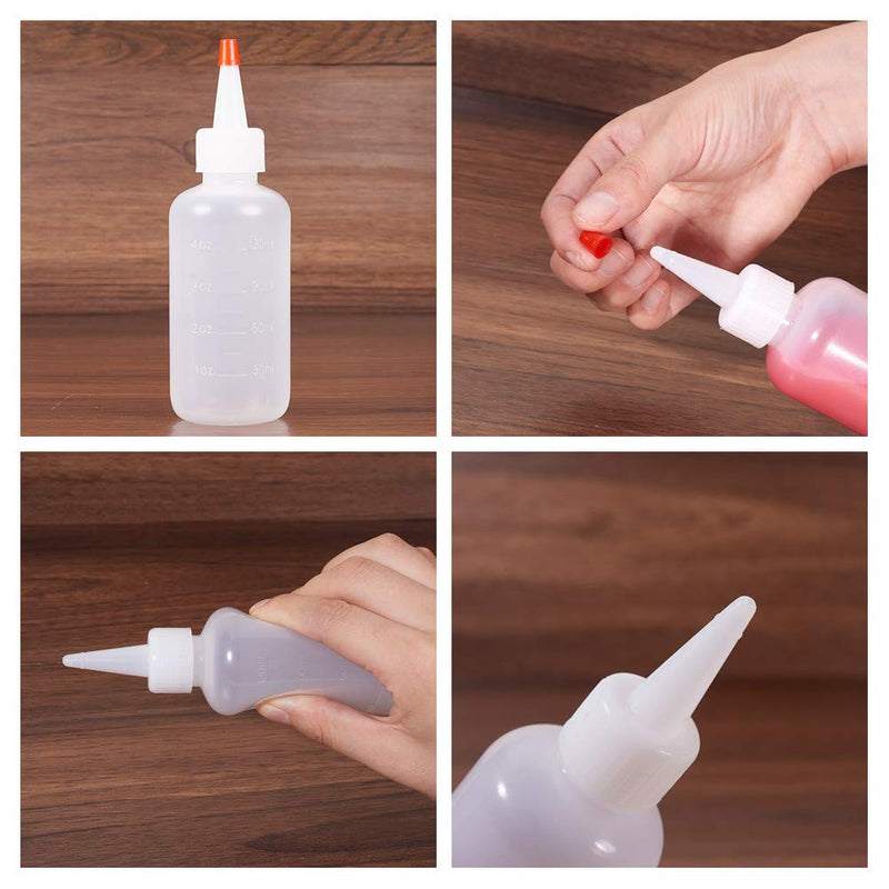 [Australia - AusPower] - BENECREAT 12PCS 4 Ounce Plastic Squeeze Dispensing Bottles with Measurement and Red Tip Caps - Good For Crafts, Art, Glue, Multi Purpose 4 Ounce-12 Pack 