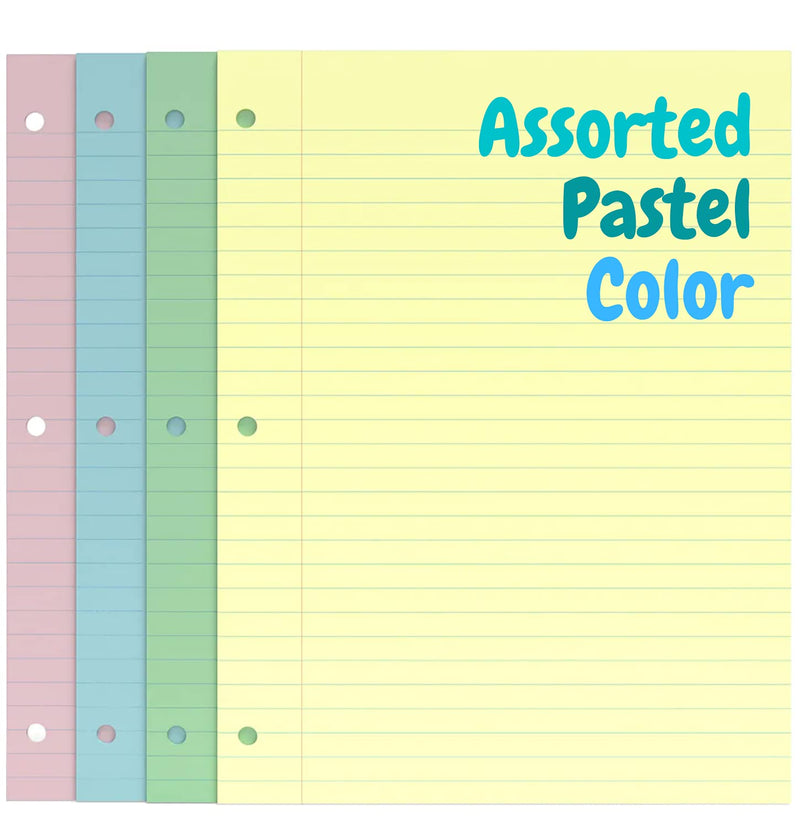 [Australia - AusPower] - 1InTheOffice Wide Filler Paper, Loose Leaf Binder Paper, Pastel, 8"W x 10.5"H, 100/Pack 