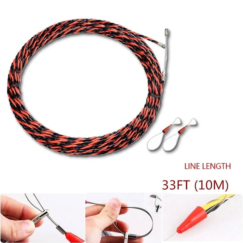 [Australia - AusPower] - ninesung Fish Tape, 33FT (10M) Wire Puller Through Wall Wire Threader OD 6mm Plus Fish Cable Fastener with Steel Rope 33FT (10M) 