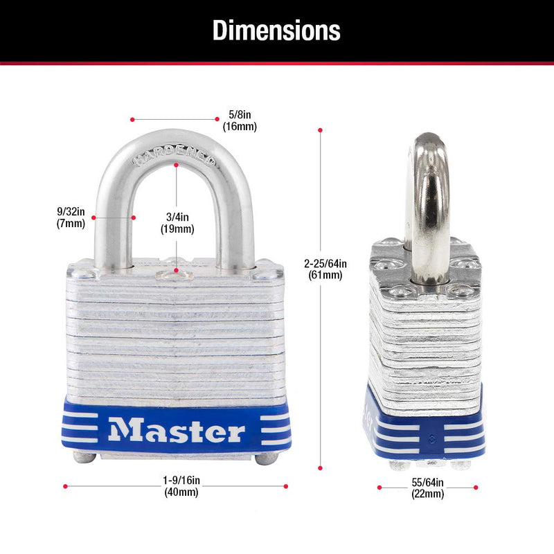 [Australia - AusPower] - Master Lock 3D Outdoor Padlock with Key, 1 Pack 1.6" 