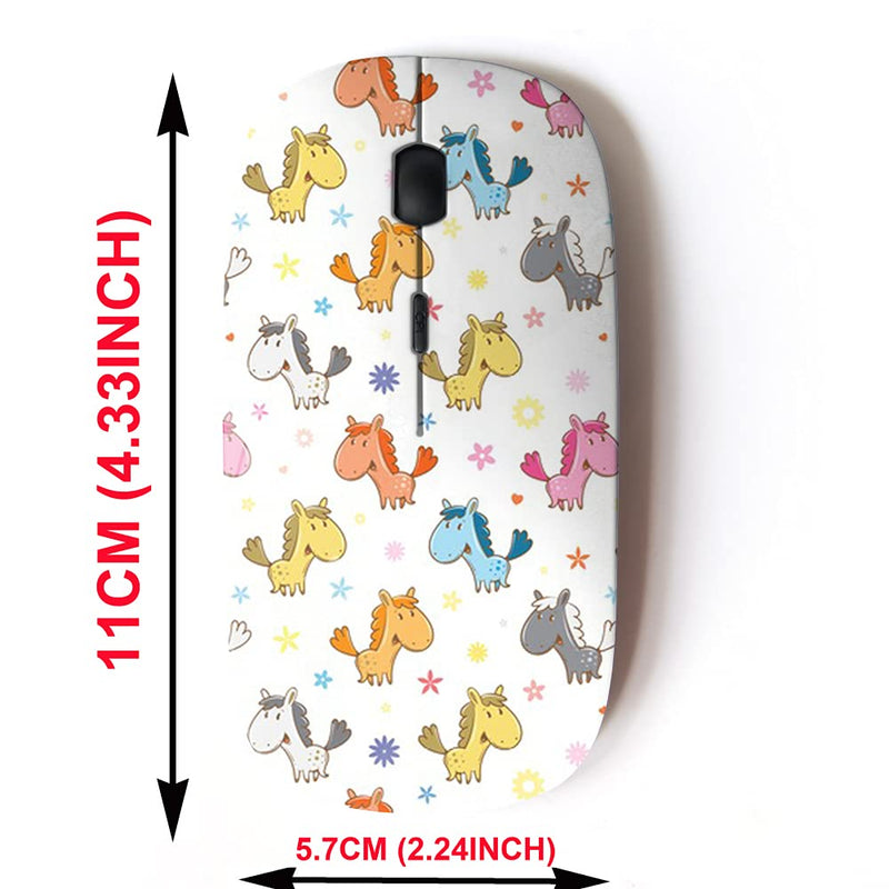 [Australia - AusPower] - 2.4G Wireless Mouse with Cute Pattern Design for All Laptops and Desktops with Nano Receiver - Cute Cartoon Horses 