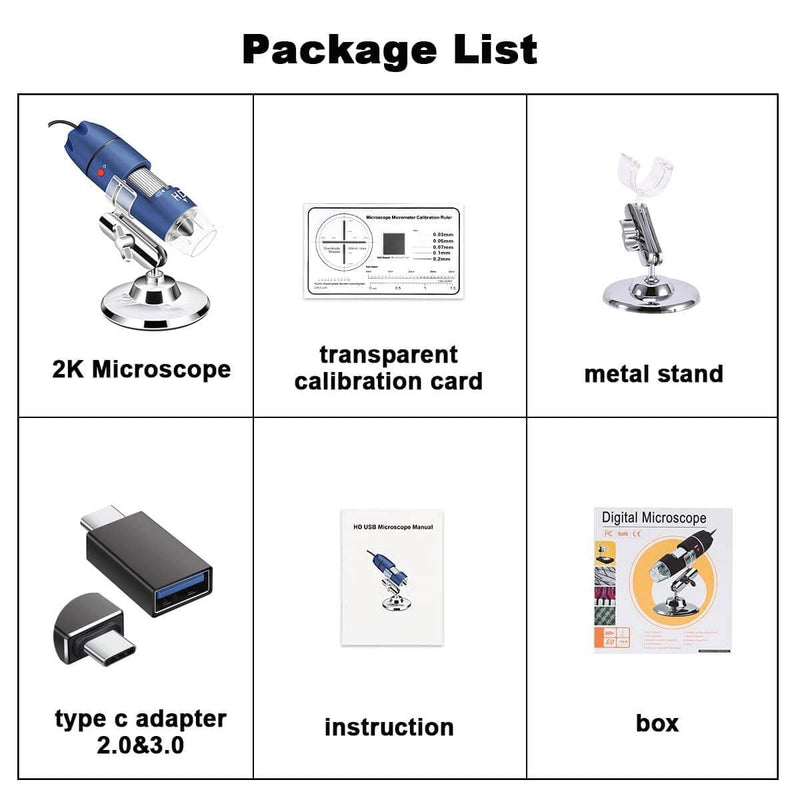 [Australia - AusPower] - Ninyoon 2K USB Digital Microscope for Android PC, 40-1000X Microscope Super HD Endoscope Magnifier Camera Compatible with Android Cellphone and Tablet Windows Mac Chrome Linux - Not for iPhone iPad 