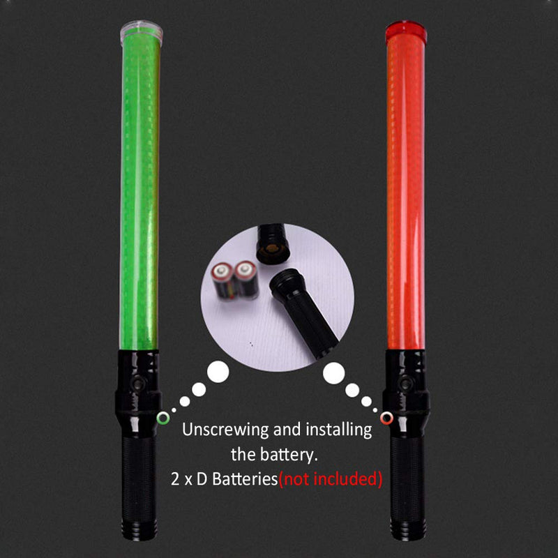 [Australia - AusPower] - KASCLINO 21inch LED Traffic Button, 2Pcs Signal Traffic Wand Safety Traffic Control Wand Lighted Traffic Baton with 2 Flashing Modes for Parking Guides Traffic Controls(Red) Red 
