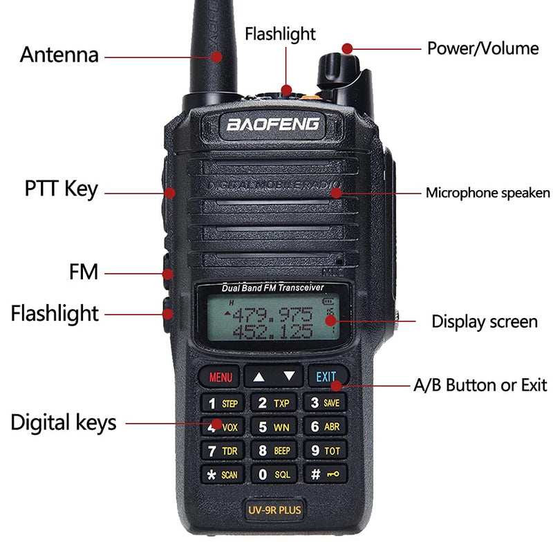 [Australia - AusPower] - Baofeng UV-9R Plus Tri-Power 8W Walkie Talkie （Upgrade UV-5R） IP67 Waterproof UHF/VHF Dual Band Transceiver Two Way Radio 【Set1】1Pack 