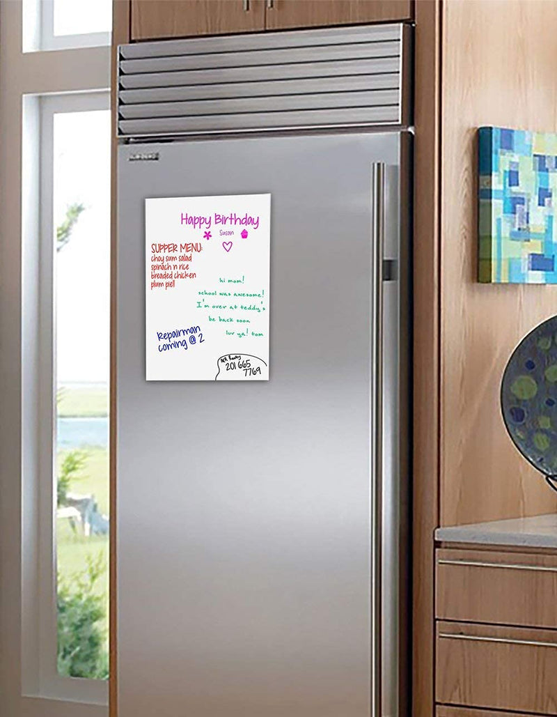 [Australia - AusPower] - Magnetic Fridge Whiteboard Sheet for Kitchen Refrigerator - Dry Erase Magnetic White Board Organizer & Planner 11"x17" Strong Magnet with Stain Resistant Technology Includes 6 Markers and Big Eraser 
