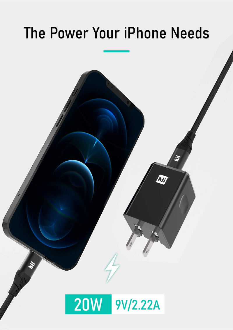 [Australia - AusPower] - USB C Fast Charger, 20W Dual-Port Wall Charger Plug with MFi Certified C to Lightning Cable, PD/ QC3.0 Fast Power Adapter for iPhone 12, 12 Mini, 12 Pro, 12 Pro Max, iPad Pro, AirPods Pro, and More Black 