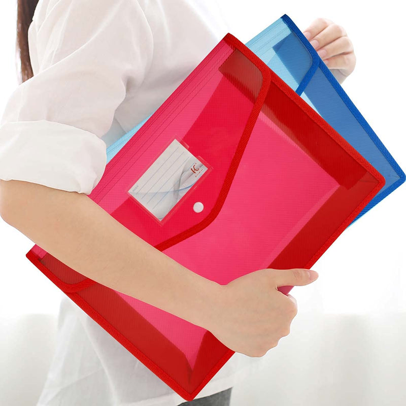 [Australia - AusPower] - HC Eco-Friendly Plastic File Folders File Wallet Poly & Oxford Expandable Envelope Folder with Snap Button Closure, Durable Waterproof Great for Office Home School - Red, Blue,Yellow Red/Blue/Yellow 