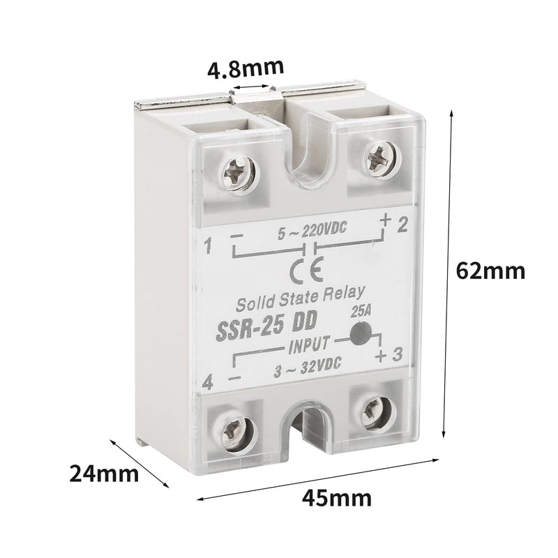 [Australia - AusPower] - SSR-25 DD Solid State Relay, 25A 5-220VDC Solid State Relay Module Compact Size & High Reliability For Industrial Automatic Process 