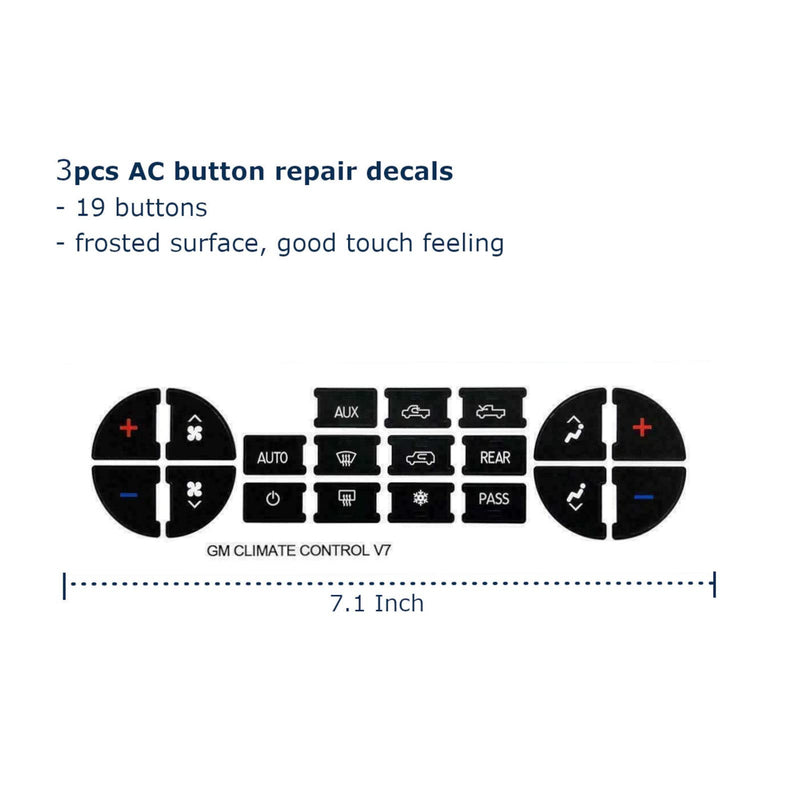 [Australia - AusPower] - Ombialo AC Dash Button Repair Kit, Stickers Decals Compatible with GM Vehicles, GMC Chevrolet Tahoe Yukon Acadia Sierra 2006-2014, 3Pcs 3 AC19 